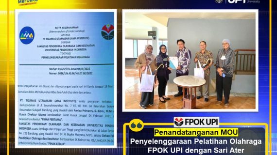 Penandatanganan MOU Penyelenggaraan Pelatihan Olahraga FPOK UPI dengan Sari Ater Kamboti Bandung