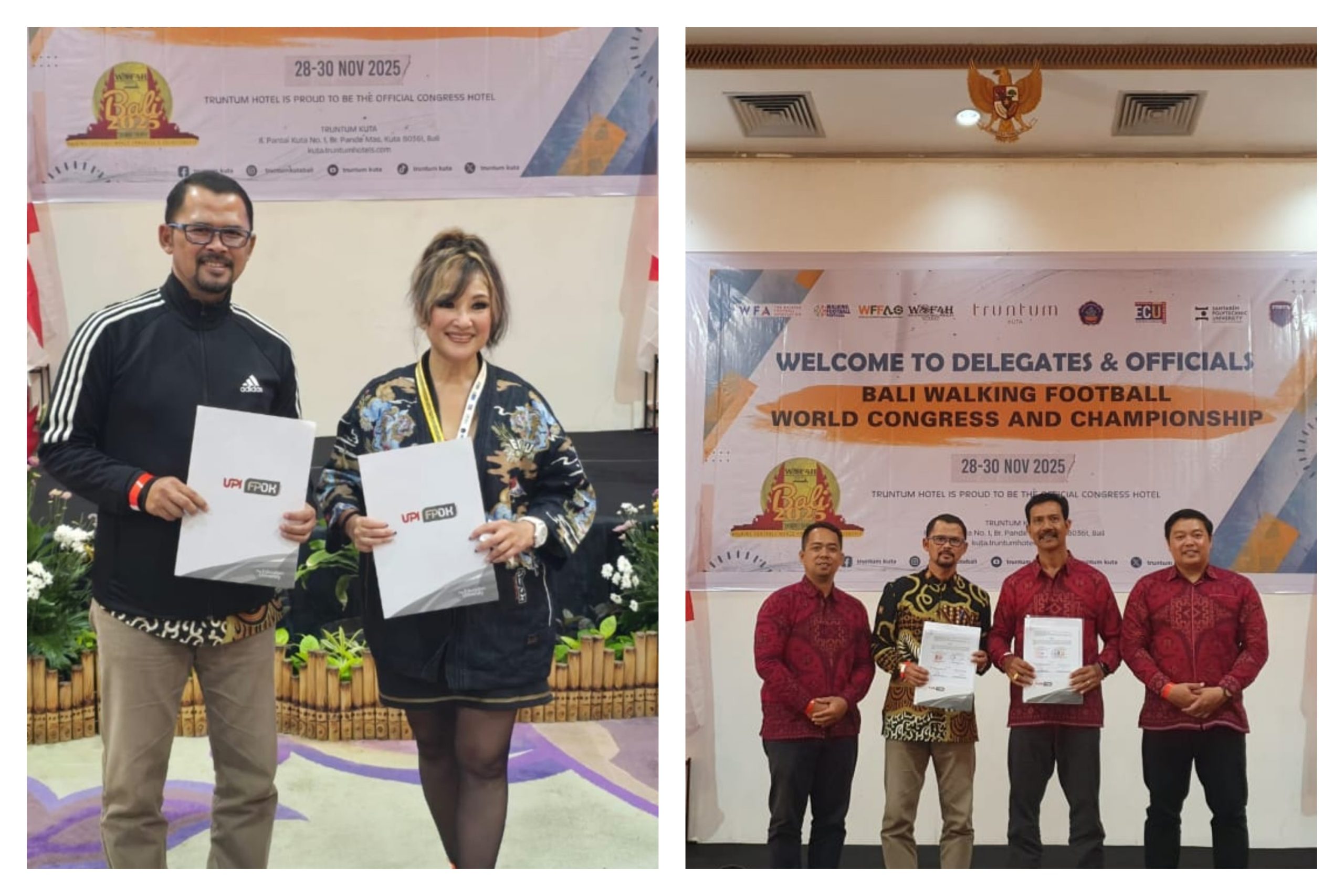 FPOK UPI Hadiri BALI World Congress & International Walking Football Championship 2025 dan Menandatangani MoA dengan Walking Football4Health Global